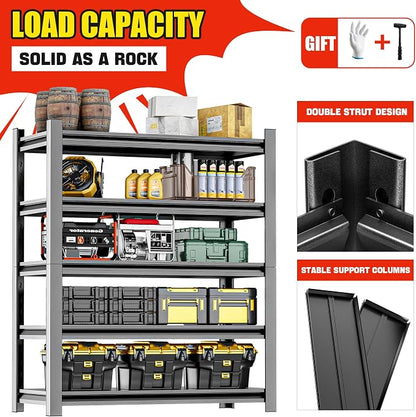 Garage Storage Rack – Heavy Duty 5 Shelf Metal Shelving, Durable Storage - Image 7