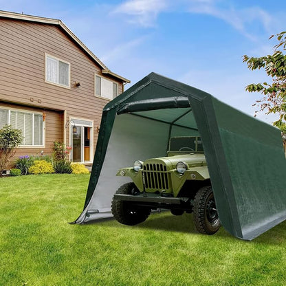 ERGOMASTER 8 Ft x 14 Ft Outdoor Carport Patio Storage Shelter Metal Frame and - Image 2