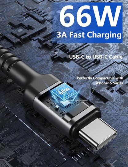 USBC to USBC Cable 10FT, Long Type C Fast Charging Cable Nylon Braided USB-C - Image 3