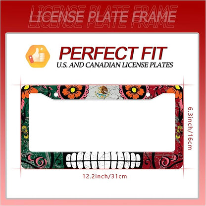 Personalized License Plate Frame Stainless Steel Mexico Flag Skull Funny Car - Image 2