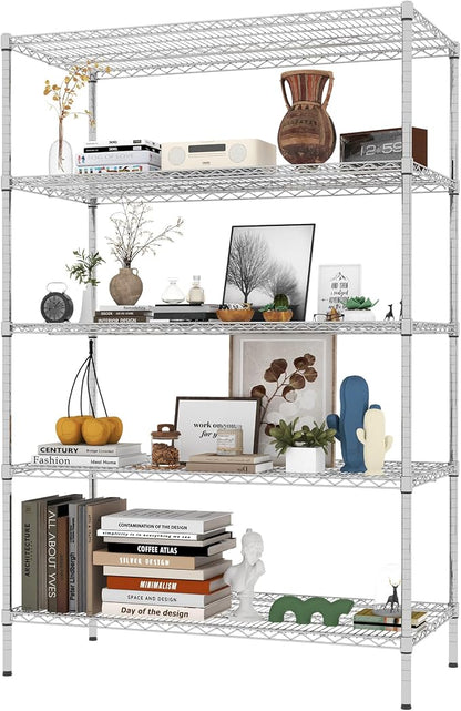 5-Tier Metal Storage Shelving Unit, Adjustable Storage Rack Display Shelves by EKJOfficials