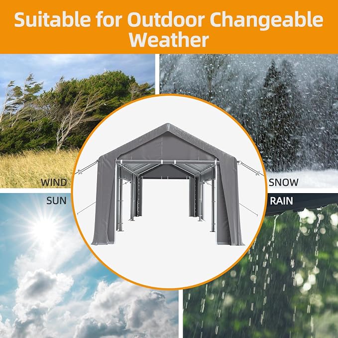 10x20ft Heavy Duty Carport Outdoor Canopy Portable Garage - Image 5