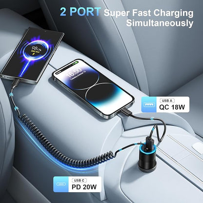 3-Pack USB C Car Charger, 38W Fast Charging Car Phone Charger+3.5FT Type C - Image 3