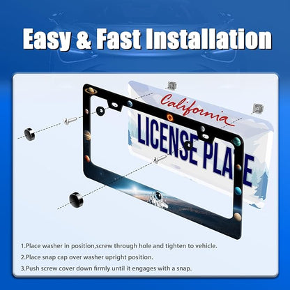Planets License Plate Frame Funny Beautiful Space License Plate Stainless Steel - Image 3