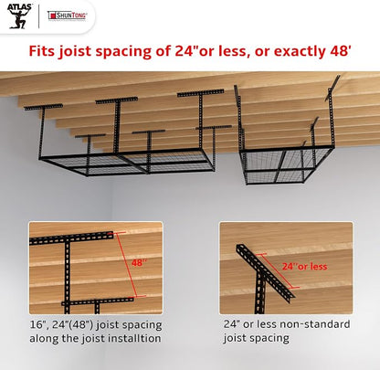 The Atlas 4 x 8 ft Adjustable Height Overhead Garage Storage Rack 900 lbs Heavy - Image 4