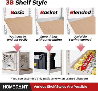 HOMEDANT White 5 Tier Laminated Boltless Heavy Duty Garage Storage Adjustable - Image 4