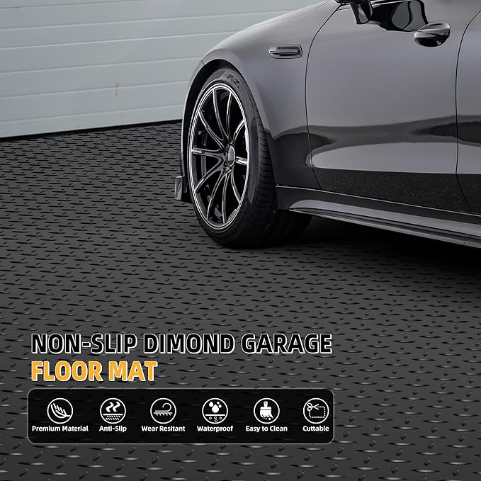 4x6 FT Garage Floor Mat, Thickned Diamond Plate Garage Flooring Roll 24sqtt PVC - Image 2