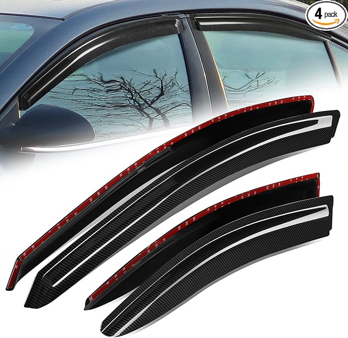 Auto Dynasty 4Pcs Carbon Fiber Pattern Window Visors Compatible by AutoDynasty