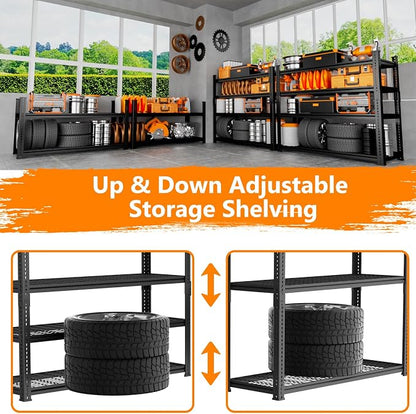 Storage Shelves Heavy Duty, 4-Tier Adjustable Metal Industrial Utility Shelf - Image 5