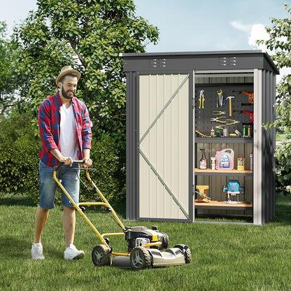 Bealife 5' x 3' Outdoor Storage Shed Clearance, Metal Outdoor Storage Cabinet - Image 2