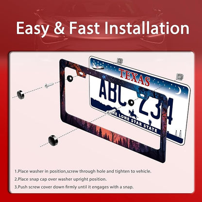 Night Starry Forest License Plate Frame Beautiful Night License Plate Holder - Image 3