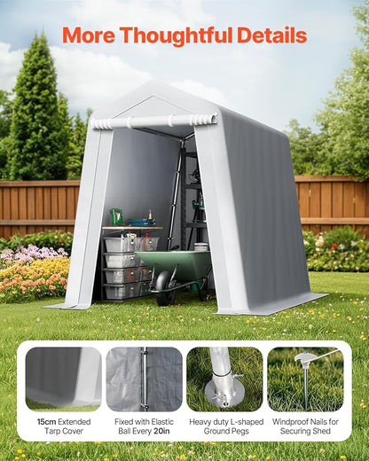 VEVOR 6x8x7 FT Portable Outdoor Storage Shed, Heavy-Duty Waterproof Shelter - Image 6