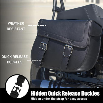 Nomad Leather Motorcycle Saddlebags Large Quick-Easy Universal Fit Throw Over - Image 2
