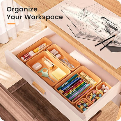 A-LUGEI【 & 5 Size】Tool Box Organizer Tray Divider Set, 【Orange】Desk - Image 2