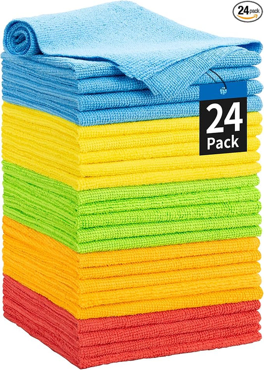 HOMERHYME Microfiber Towels for Cars, 24 Pack Microfiber Cleaning Cloths by HOMERHYME
