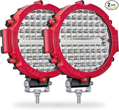 Round LED Light Pods, 7 Inch 120W 10000lm LED Off Road Driving Auxiliary Fog by SanYoung-AutomotiveLights