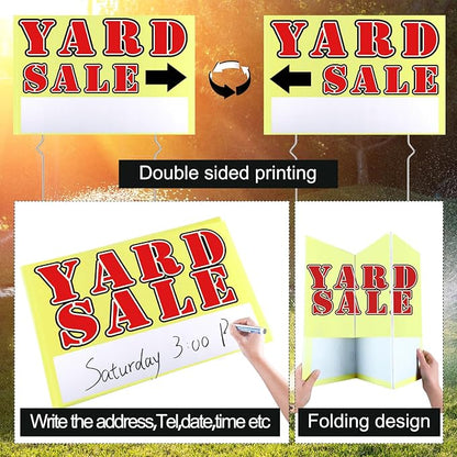 Marsui 3 Pcs Yard Sale Sign 23.6 x 15.7 Inch Double Sided Yard Sale Sign - Image 3