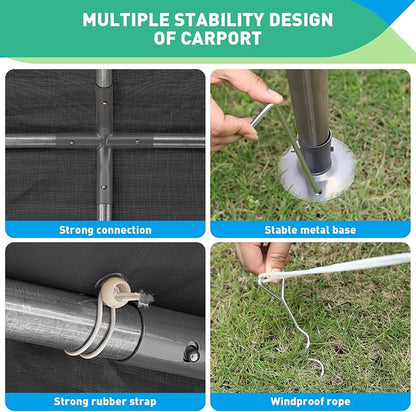 10X20 Ft Heavy Duty Carport Canopy, Portable Garage, Car Tents, Reinforced - Image 7