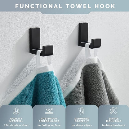 Angle Simple Bathroom Towel Hooks, SUS 304 Stainless Steel Robe Coat Holder - Image 5