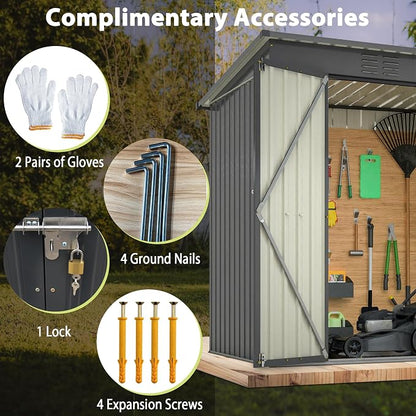 Outdoor Storage Shed, 6 X 4ft Metal Galvanized Steel Garden Shed - Image 6