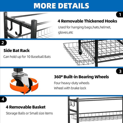 Garage Sports Equipment Organizer, Ball Storage Rack, Garage golf Organizer - Image 5