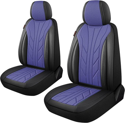 CAROMOP Luxury Faux Leather&Fabric Car Seat Covers 2 Front Seats by CAROMOP