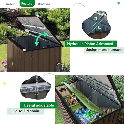 AECOJOY Outdoor Trash Can Storage, 46 Cu.Ft Outdoor Garbage Can Storage Shed - Image 6