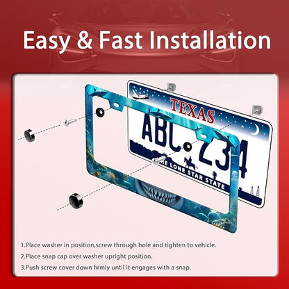 Shark License Plate Frame Ocean Marine Fish License Plate Holder Funny - Image 3