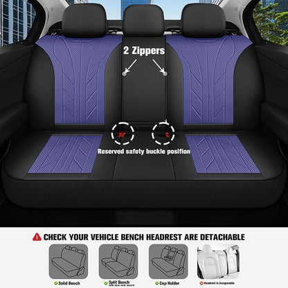 CAROMOP Luxury Faux Leather&Fabric Car Seat Covers Full Set - Image 4
