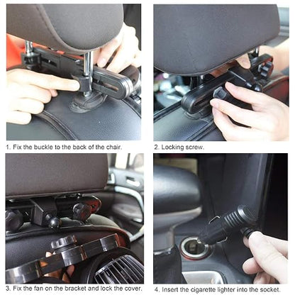 Car Fan for Backseat Auto 12V Electric Cooling Fan Portable Car Seat Headrest - Image 4