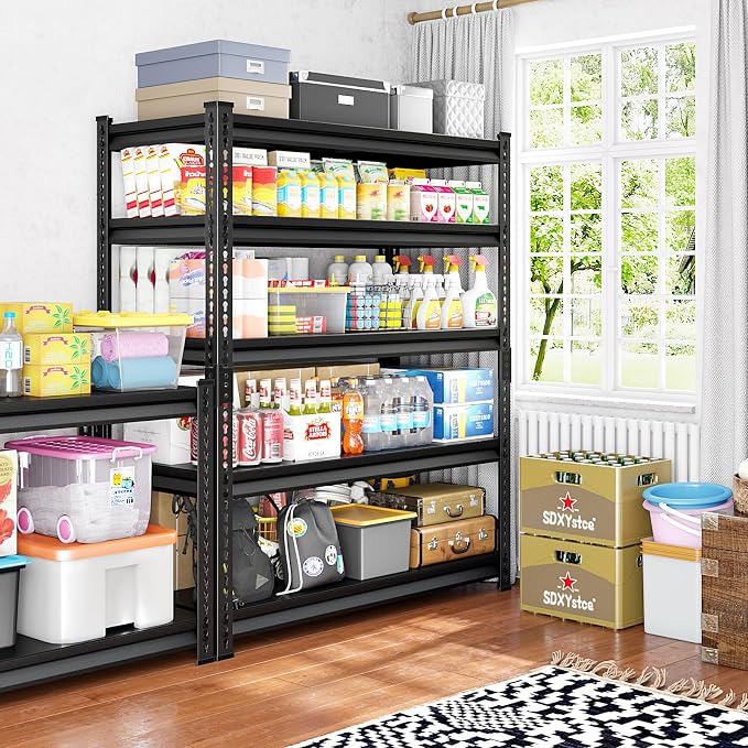 48" W Heavy Duty Garage Shelving, 5-Tier Metal Industrial Shelves, 3000LBS Loads - Image 2