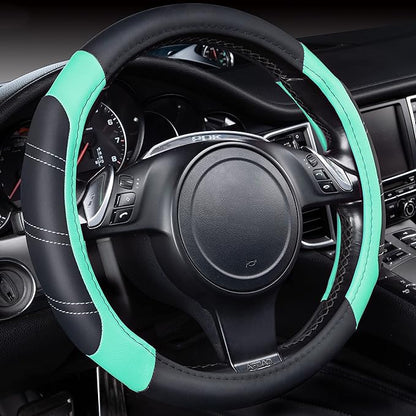 CAR PASS Line Rider Microfiber Leather Sporty Steering Wheel Cover Universal by CARPASS