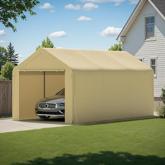 Carport, 10‘ x 20’ Heavy Duty Portable Garage All-Season Car Canopy w/Removable by PHONJOROO