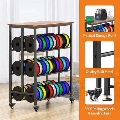 3D Printer Filament Cart, 2 Rows Filament Storage Rack Shelf - Image 4