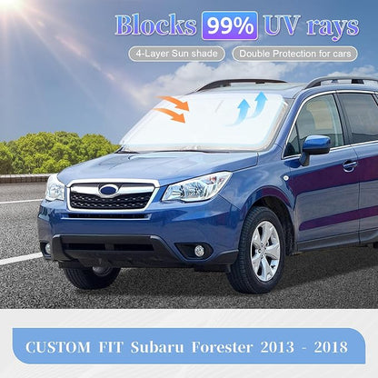 for Subaru Forester 2013-2018 Sun Shade Sunshade Windshield Cover, 240T Fabric - Image 2