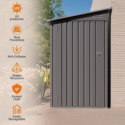4x9 FT Outdoor Storage Shed, Lean to Metal Shed W/Window, All Weather - Image 5