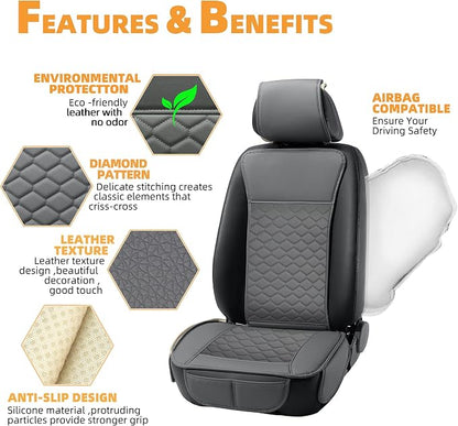 Elantrip 2PCs Front Car Seat Covers Leather Car Seat Protector Universal fit - Image 3