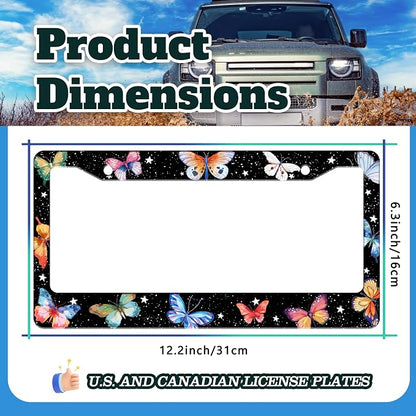 Beautiful Colorful Butterfly License Plate Frame Funny Watercolor License Plate - Image 3