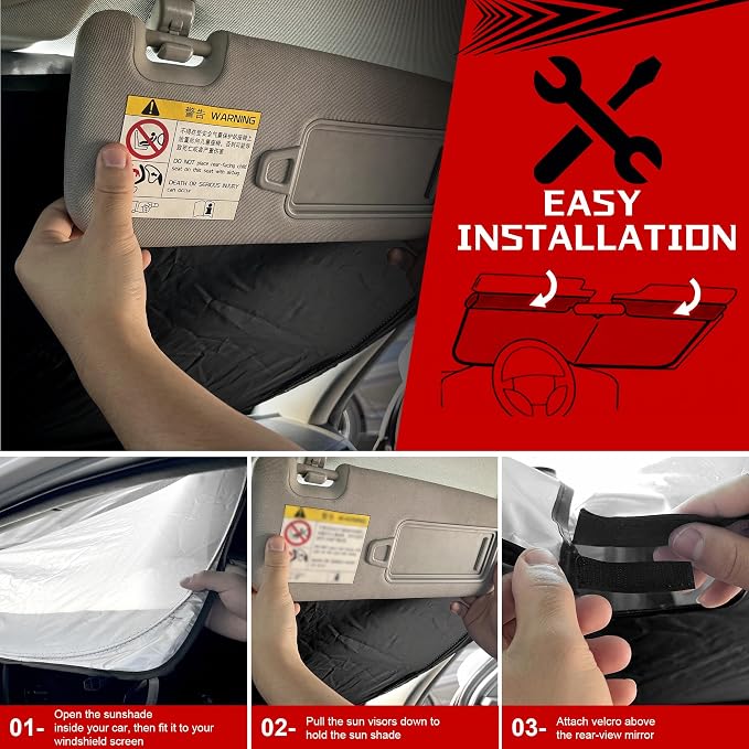 Windshield Sun Shade for 2020-2025 Kia Soul Foldable Sun Sunshade for Car Front - Image 6