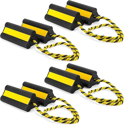 4 Pair Heavy Duty Wheel Chocks for RV Trailer, Rubber Wheel Stoppers, Dual by Datanly