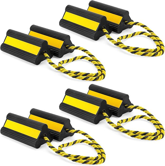 4 Pair Heavy Duty Wheel Chocks for RV Trailer, Rubber Wheel Stoppers, Dual by Datanly