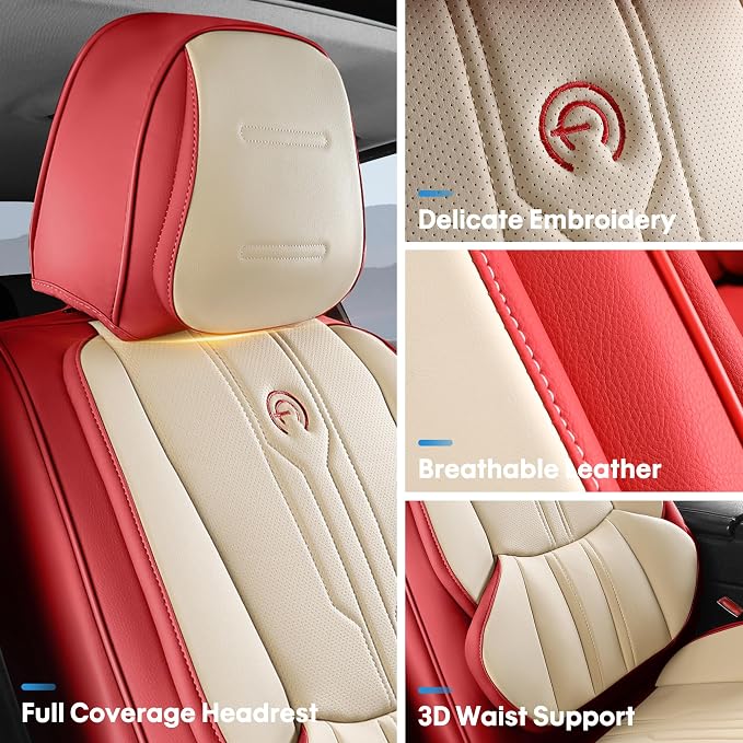 AOOG Front Seat Covers, Car Seat Covers Front Seats, Leather Seat Covers - Image 3