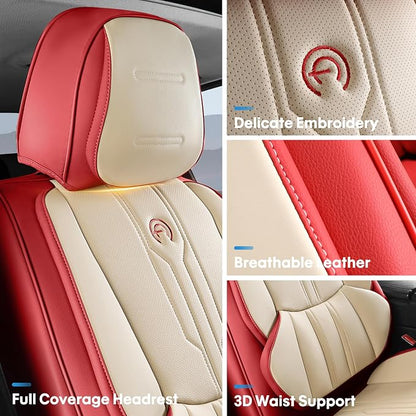 AOOG Front Seat Covers, Car Seat Covers Front Seats, Leather Seat Covers - Image 3