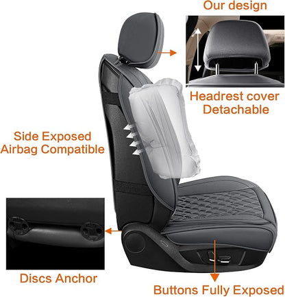 Pariitadin Leather Car Seat Covers Front Pair, Waterproof Breathable Faux - Image 5