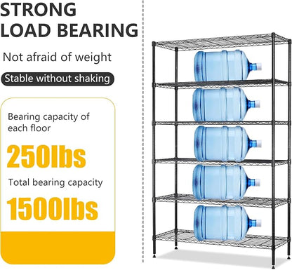 16''Lx42''Wx72''H 6 Shelf Wire Shelving Unit Heavy Duty Metal Storage Shelves - Image 4