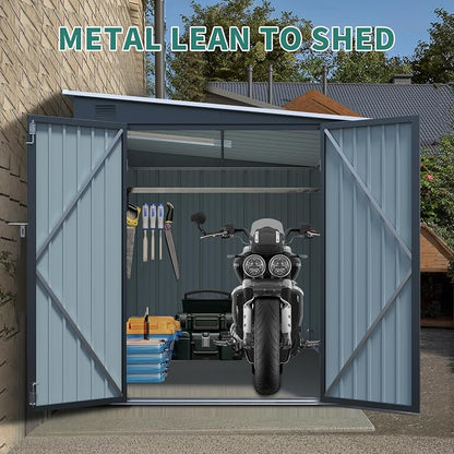 LANTRO JS 6x8FT Metal Outdoor Storage Shed, Garden Tool Shed Without Floor - Image 4