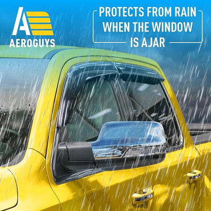 Extra Durable Window Deflectors Chrome Trim Tape-On Window Visors Rain Guards - Image 2