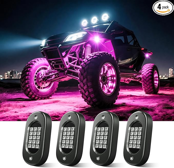 LED Rock Lights for Trucks 4 pods, RGB Rock Lights for UTV by Honalia