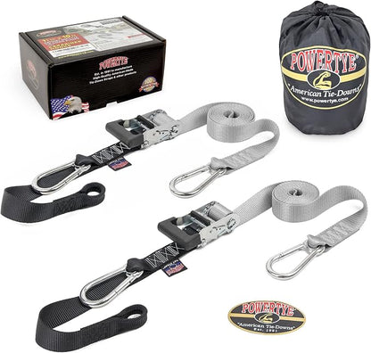 PowerTye - Made in USA - Extra Long Ratchet Tie Down Straps, Heavy Duty by PowerTyeMFG