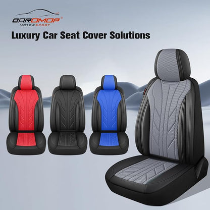 CAROMOP Luxury Faux Leather&Fabric Car Seat Covers 2 Front Seats - Image 5